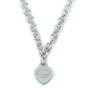 Tiffany & Co Return To Tiffany Heart Tag Chain Link Sterling Silver Pendant Necklace - 15"