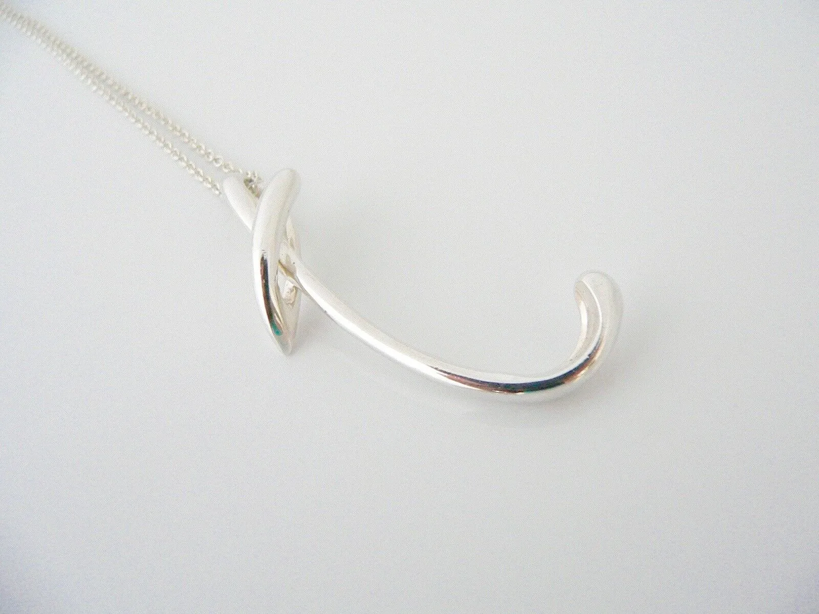 Tiffany & Co Silver Peretti Large Alphabet T Necklace Pendant Charm Chain Gift
