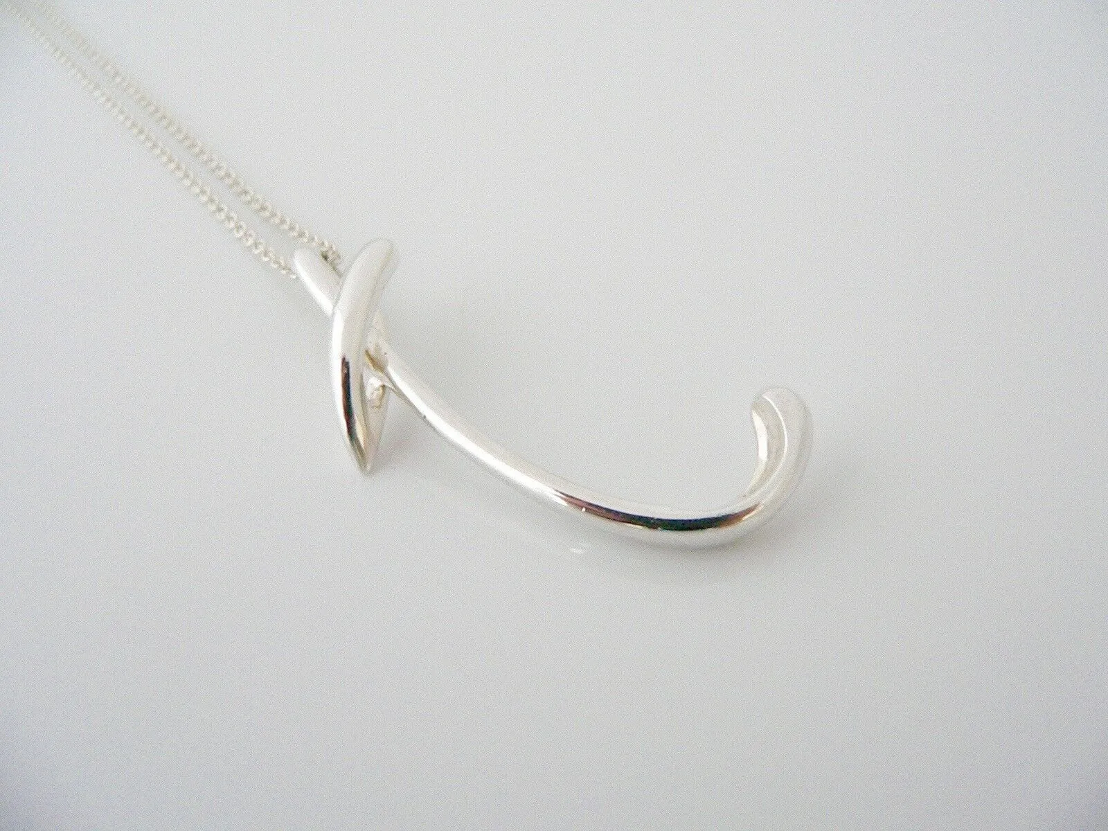 Tiffany & Co Silver Peretti Large Alphabet T Necklace Pendant Charm Chain Gift