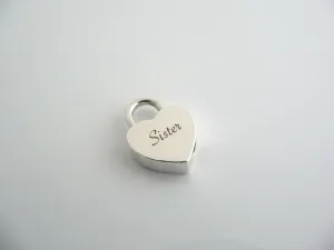 Tiffany & Co Silver SISTER Heart Padlock Pendant Charm 4 Necklace Bracelet Gift