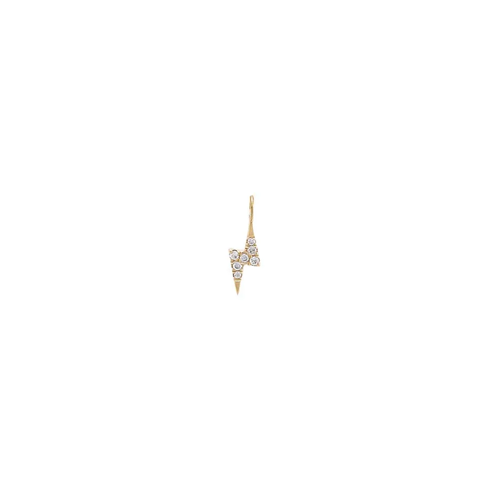 Tiny Diamond Pave Lightning Charm 14K
