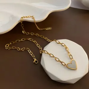 Titanium Steel 18K Gold Plated Simple Style Heart Shape Necklace