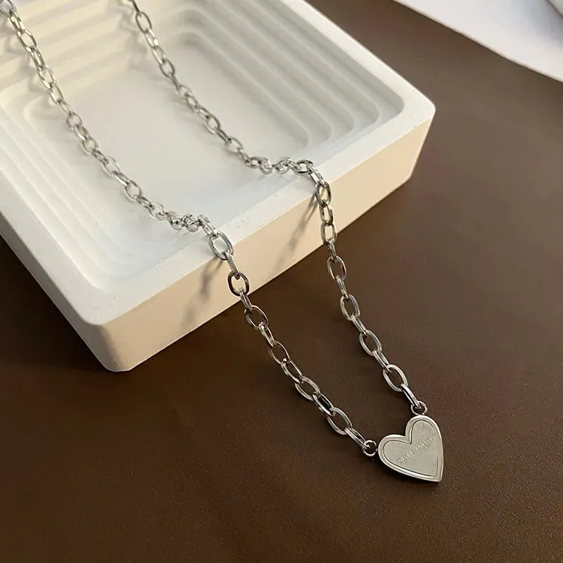 Titanium Steel 18K Gold Plated Simple Style Heart Shape Necklace