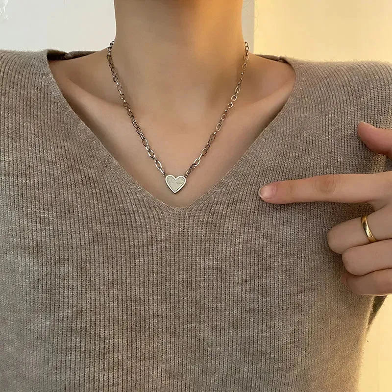 Titanium Steel 18K Gold Plated Simple Style Heart Shape Necklace