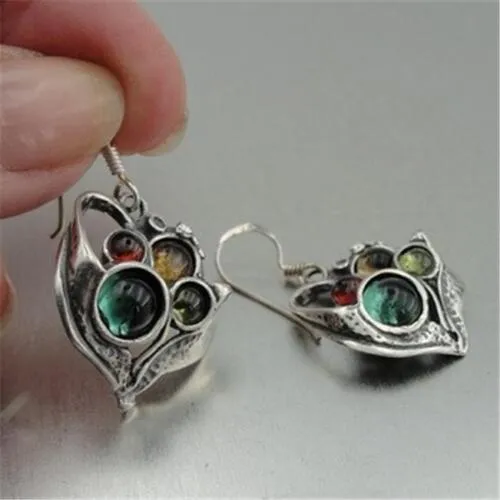 Tourmaline Citrine Earrings 925 Sterling Silver Handmade Hadar Designers (H)
