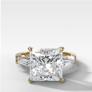 Translunar Tapered Baguette Engagement Ring With Princess Cut Diamond