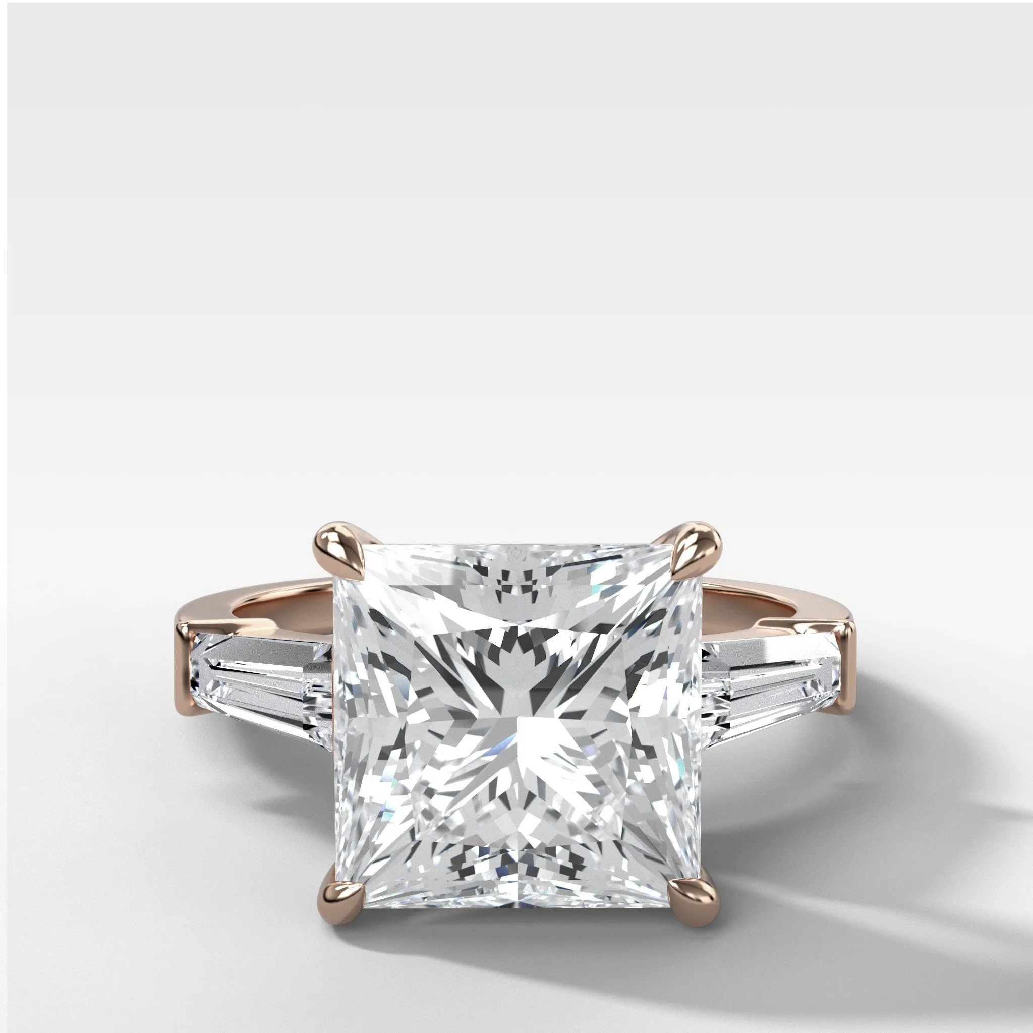 Translunar Tapered Baguette Engagement Ring With Princess Cut Diamond
