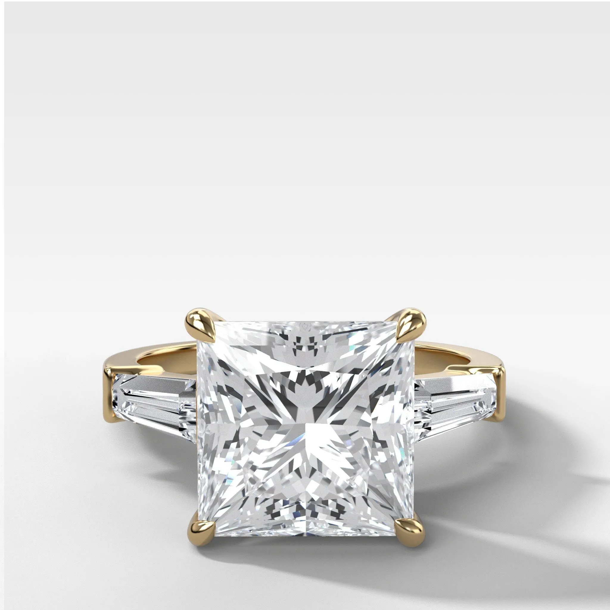Translunar Tapered Baguette Engagement Ring With Princess Cut Diamond