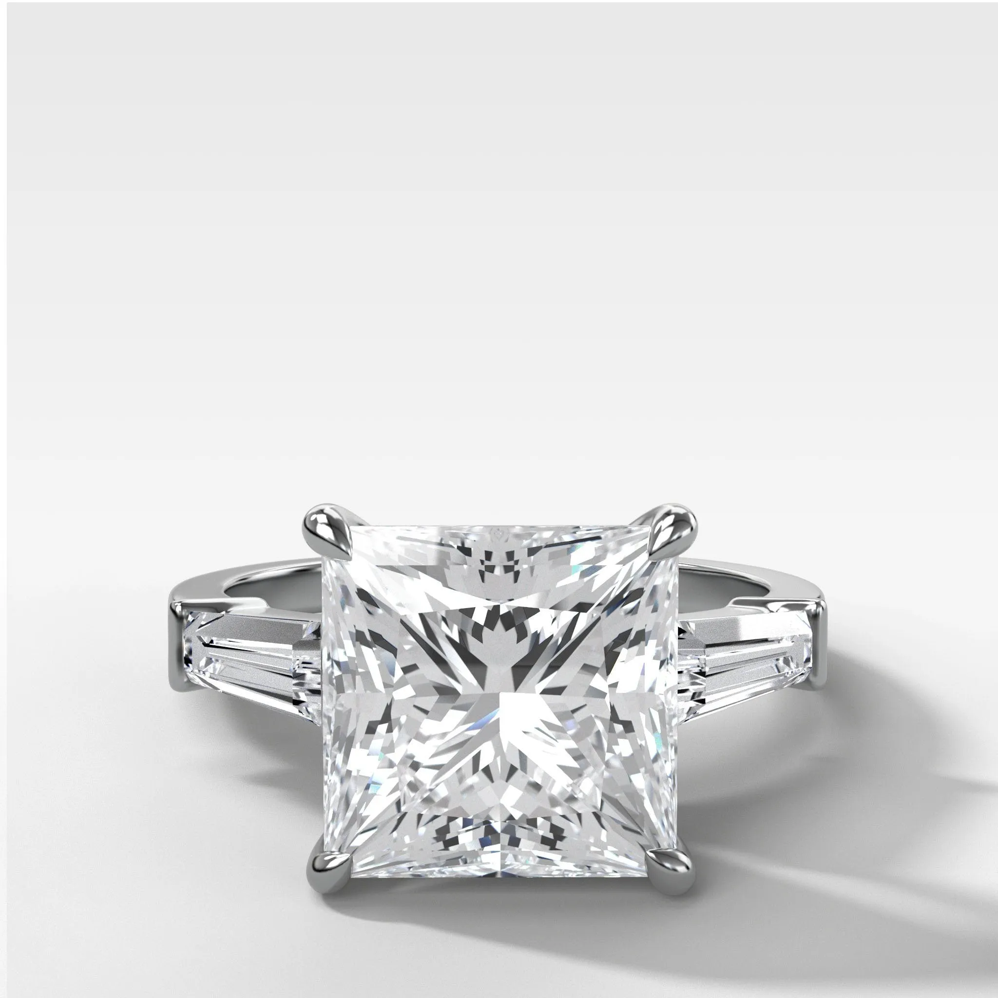 Translunar Tapered Baguette Engagement Ring With Princess Cut Diamond