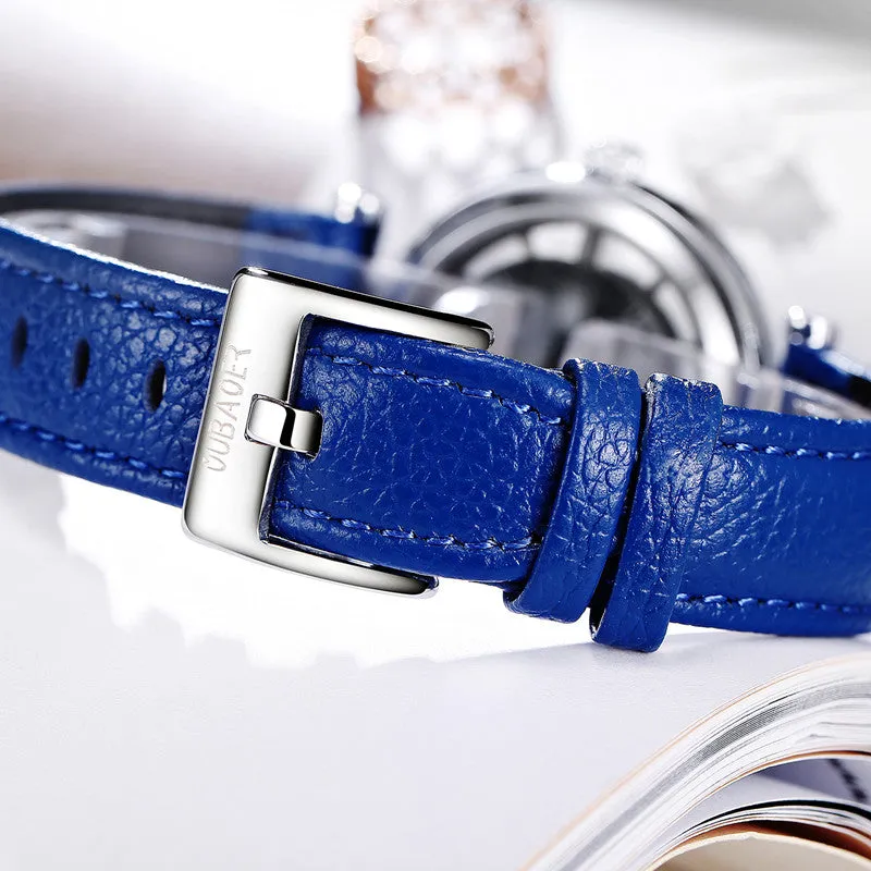 Transparent Dial and Leather Band Watches