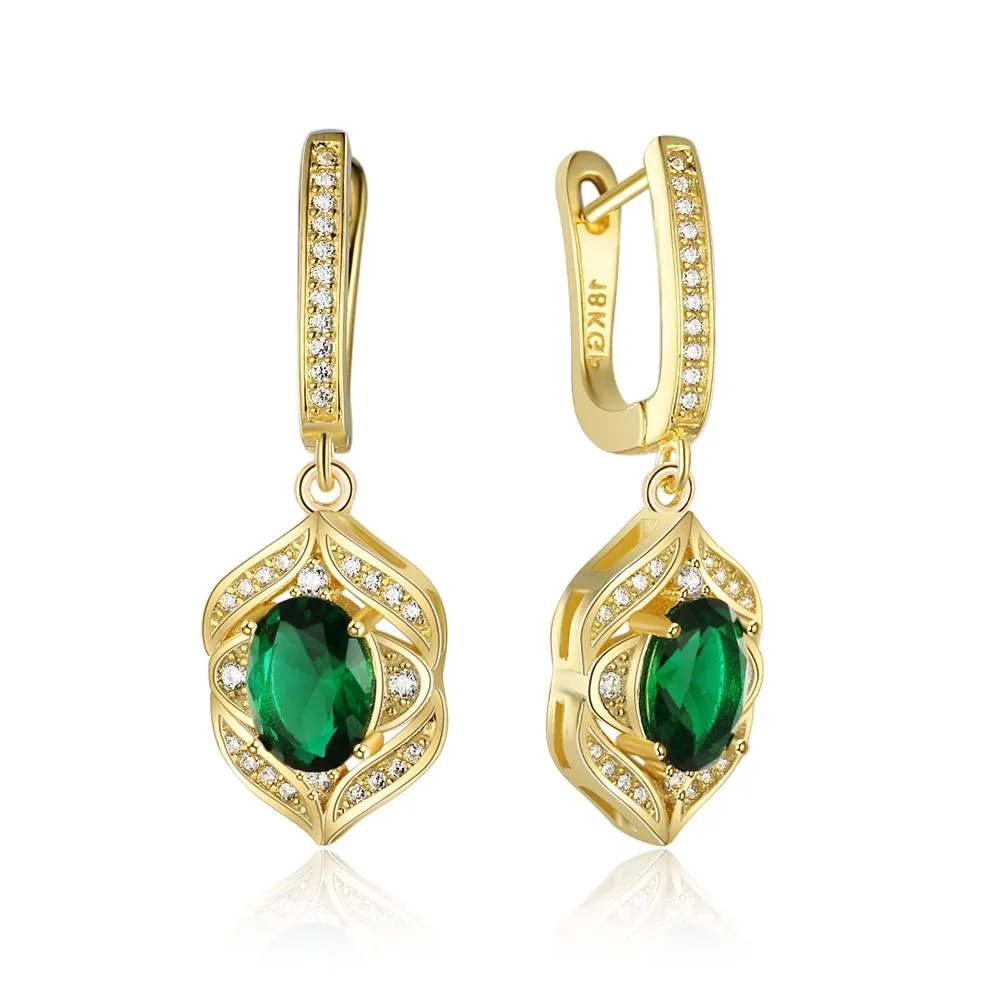 Trendy Green Cubic Zirconia Dangle Drop Earrings. Classic Jewelry for Women