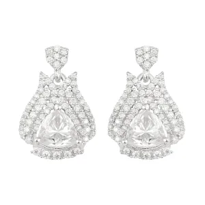 Triangle Shape Moissanite 925 Sterling Silver Designer Dangle Women Earrings