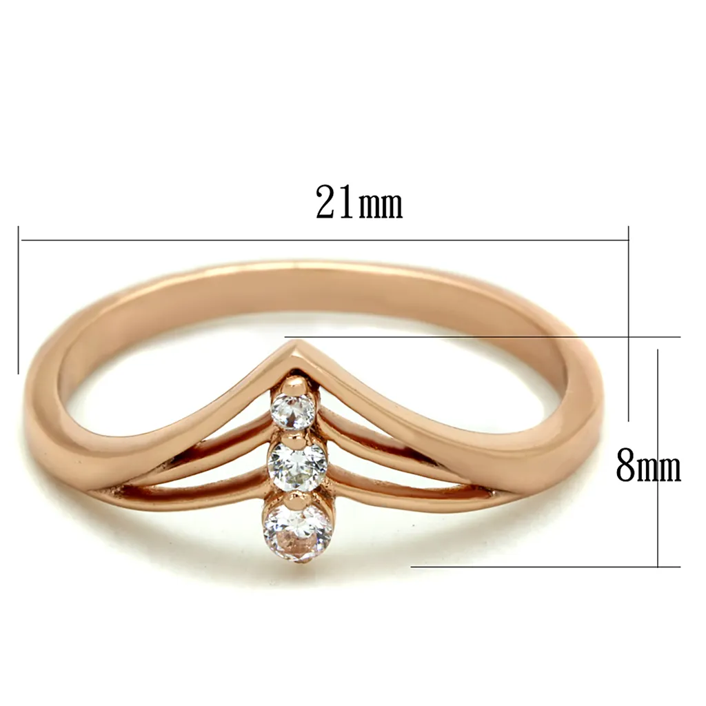 TS283 - Rose Gold 925 Sterling Silver Ring with AAA Grade CZ  in Clear