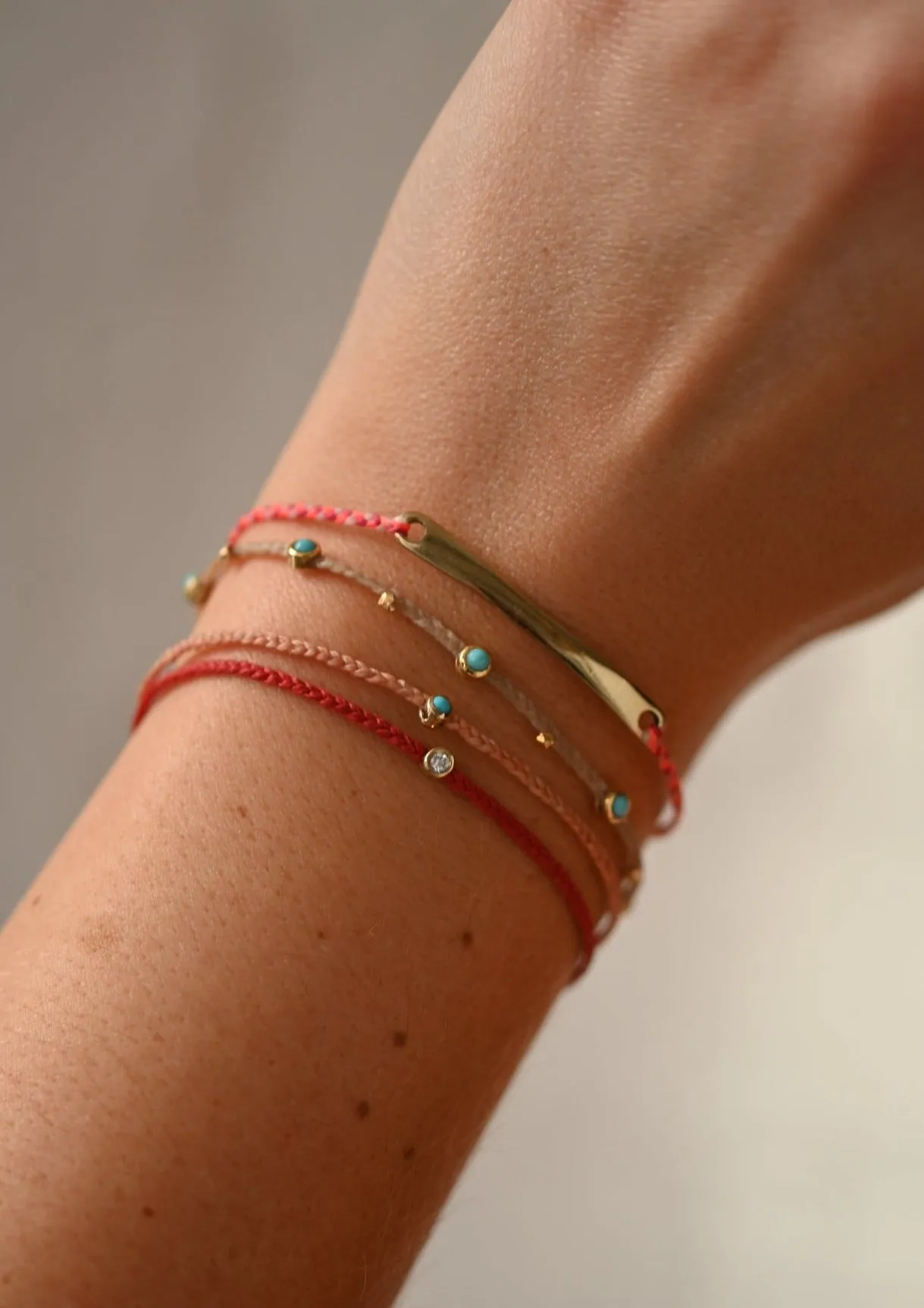Turquoise Eco-Cord Bracelet in Peach