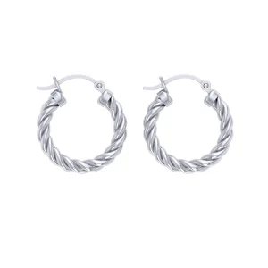 Twist Hoop Earrings in Sterling Silver
