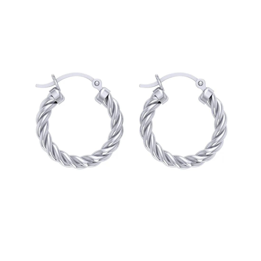 Twist Hoop Earrings in Sterling Silver