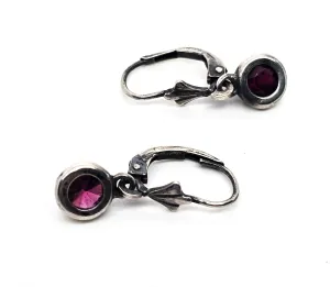 Umbalite purple Garnet faceted gemstone small petite sterling silver earrings