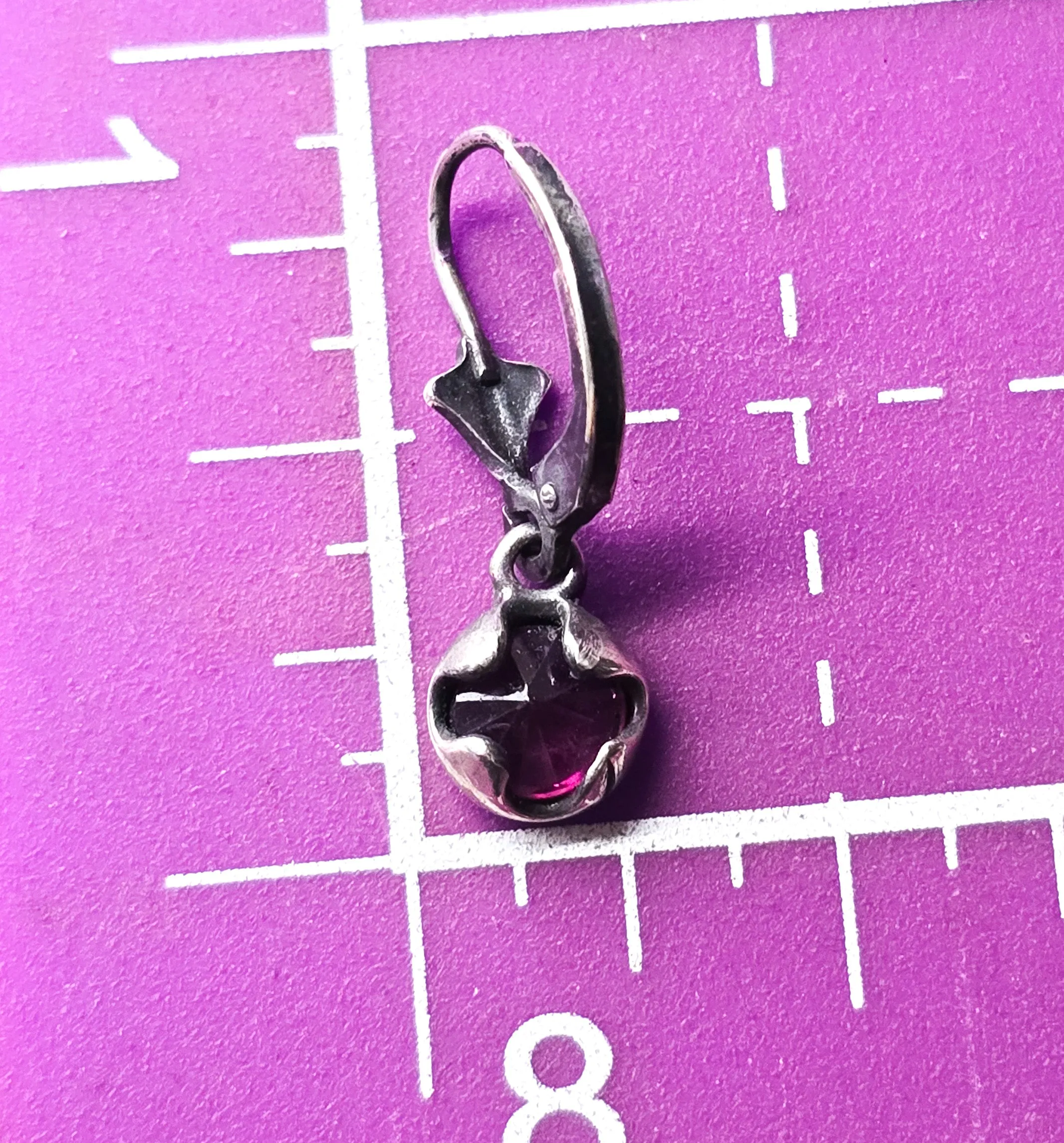 Umbalite purple Garnet faceted gemstone small petite sterling silver earrings