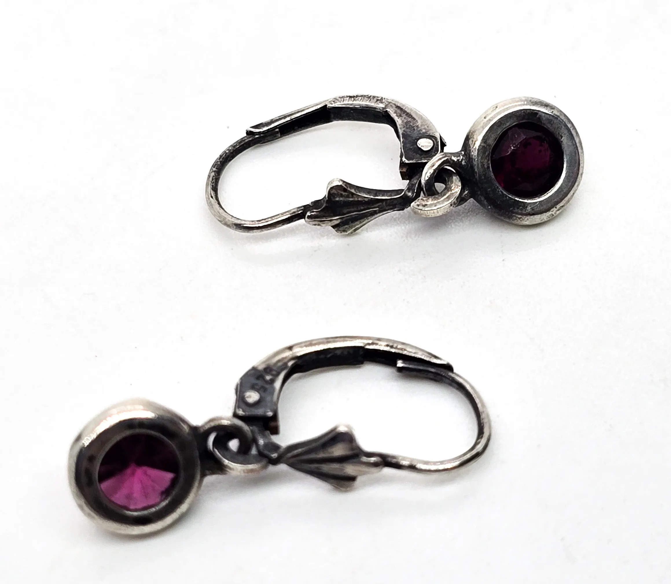 Umbalite purple Garnet faceted gemstone small petite sterling silver earrings