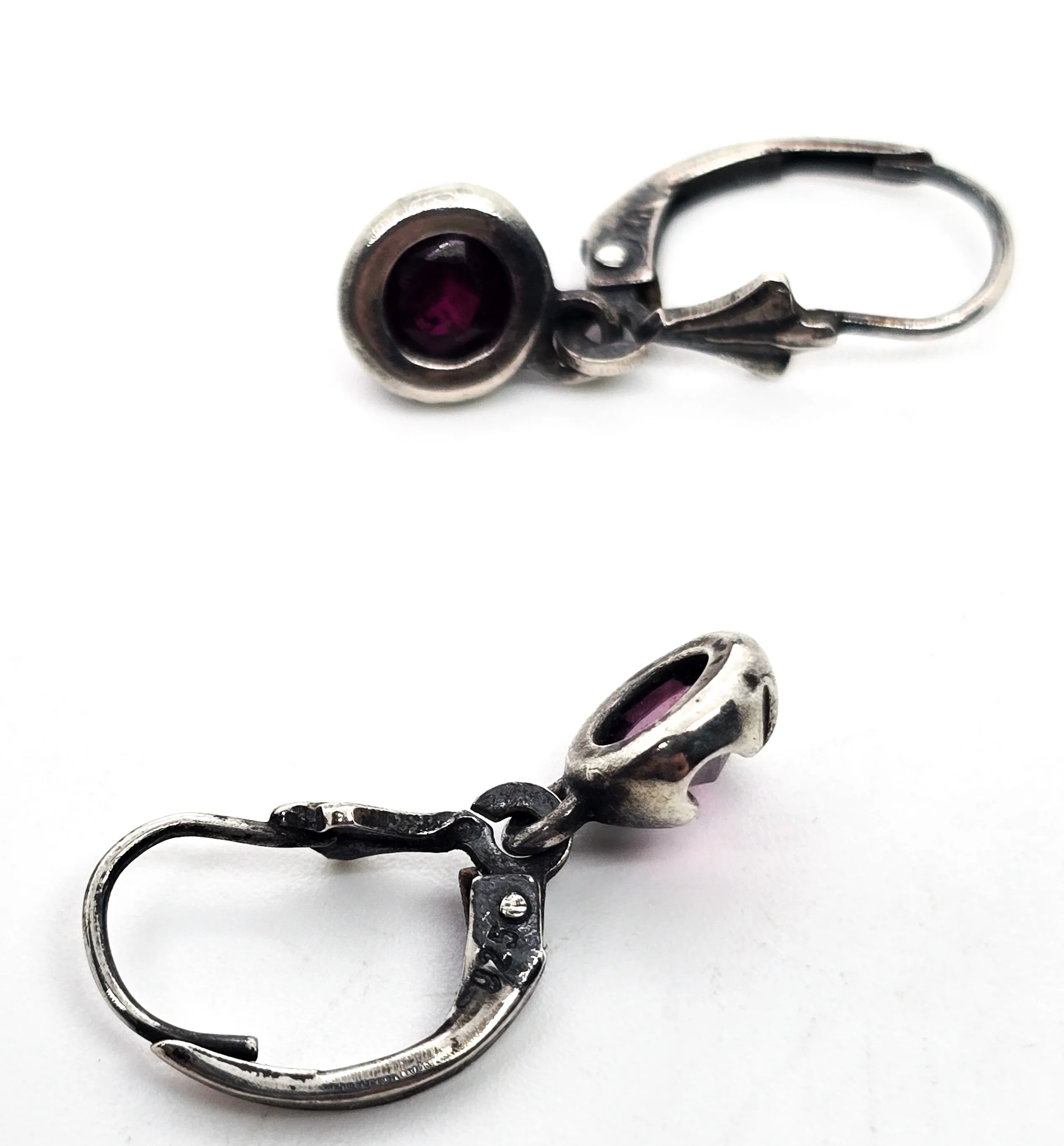 Umbalite purple Garnet faceted gemstone small petite sterling silver earrings