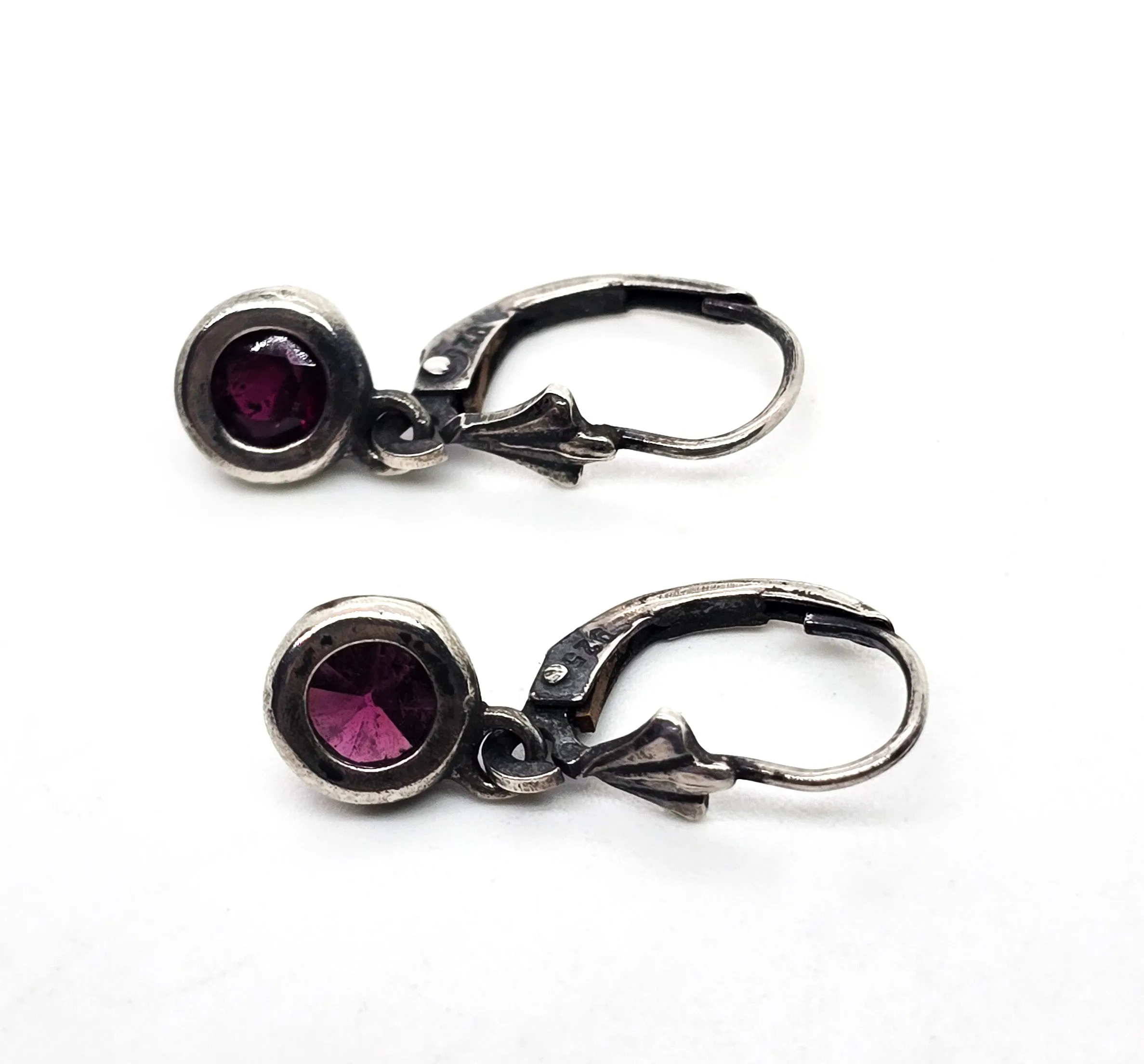 Umbalite purple Garnet faceted gemstone small petite sterling silver earrings