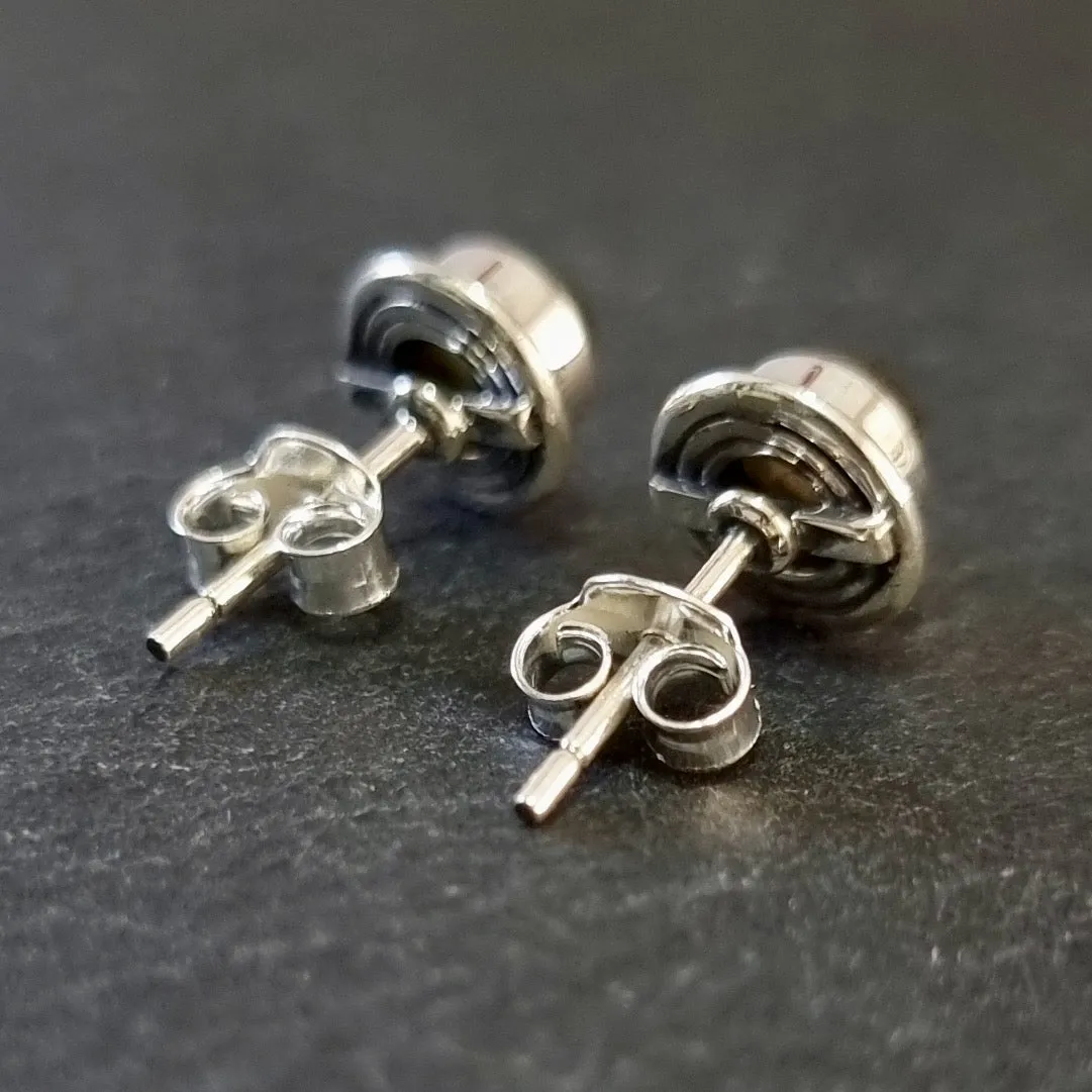 Unisex Small Black Onyx Studs Earrings, 925 Sterling Silver, S16O