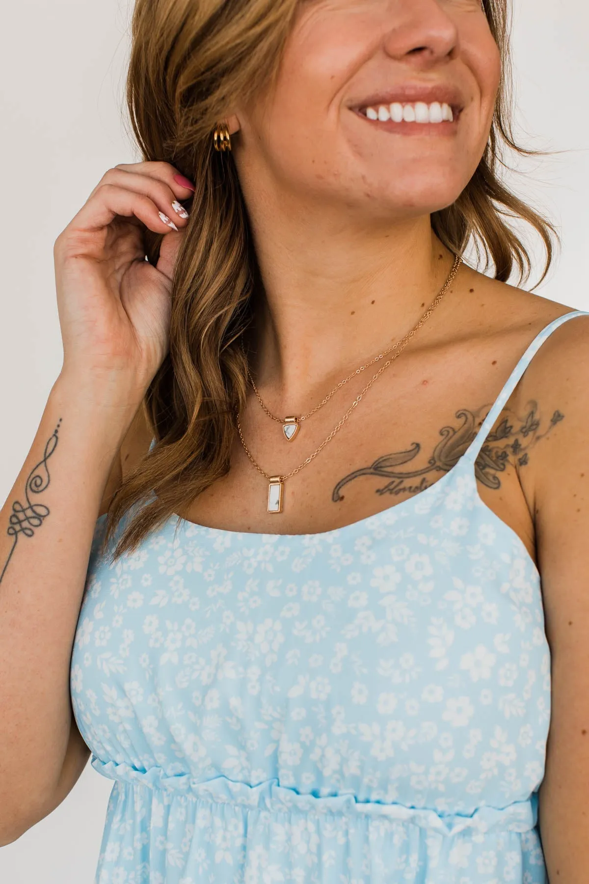 Unmistakable Grace 2 Tiered Necklace- White Marble & Gold