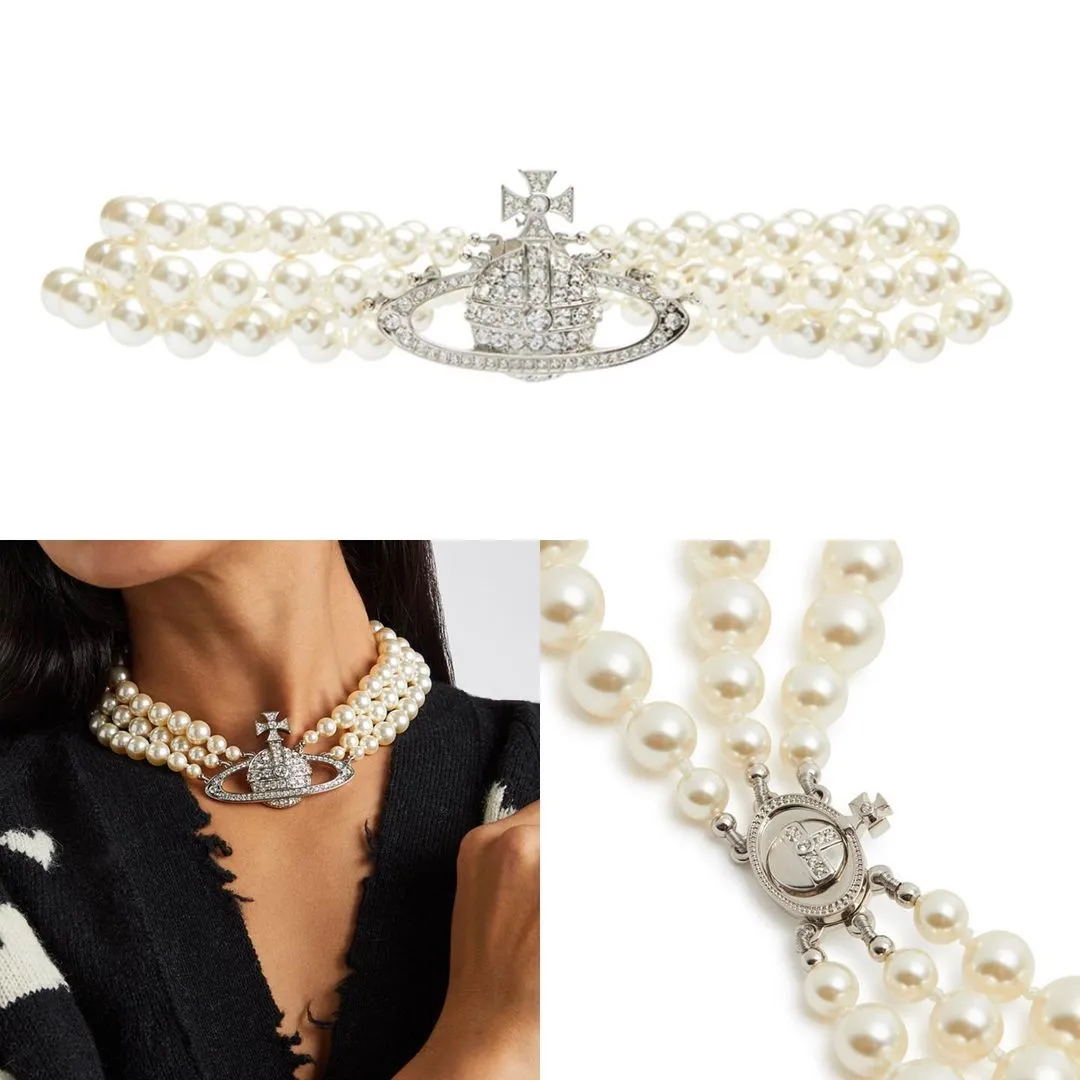 Vivienne Westwood Three Row Embellished Choker