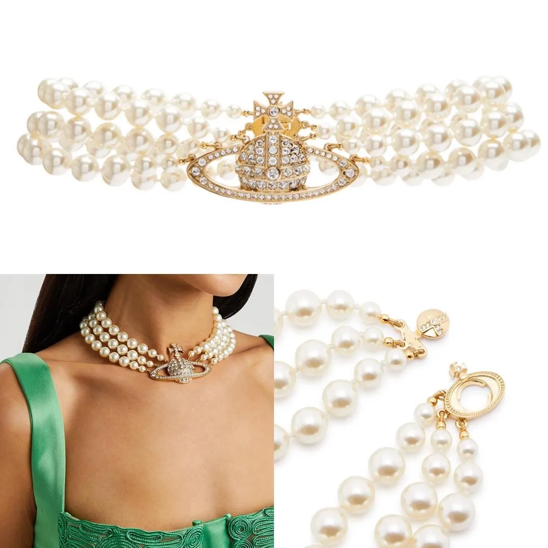 Vivienne Westwood Three Row Embellished Choker