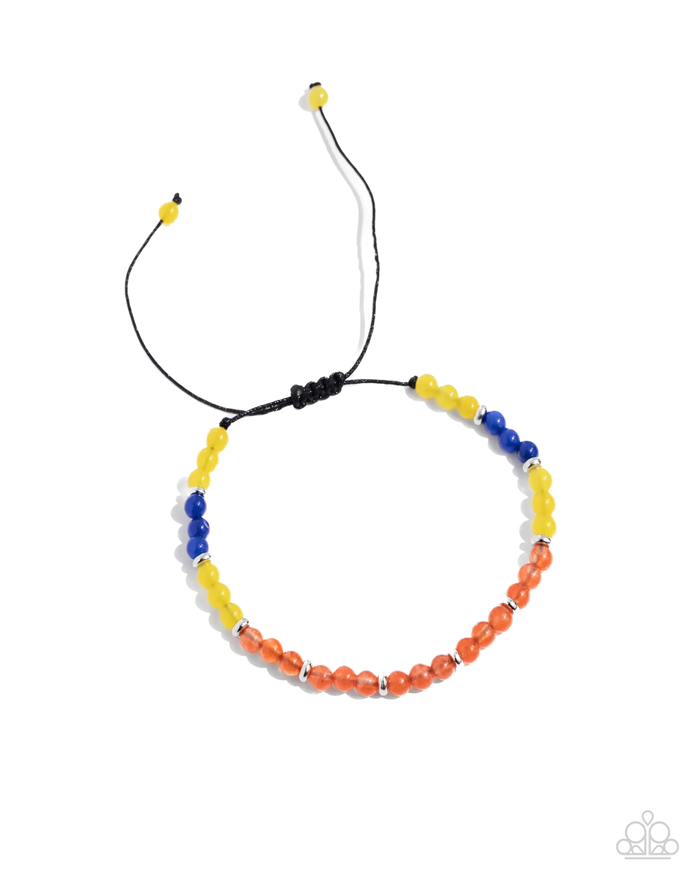 We Own the Night - Orange - Yellow, and Blue Bead Paparazzi Pull-Cord Bracelet