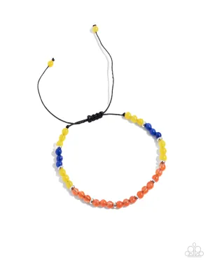 We Own the Night - Orange - Yellow, and Blue Bead Paparazzi Pull-Cord Bracelet