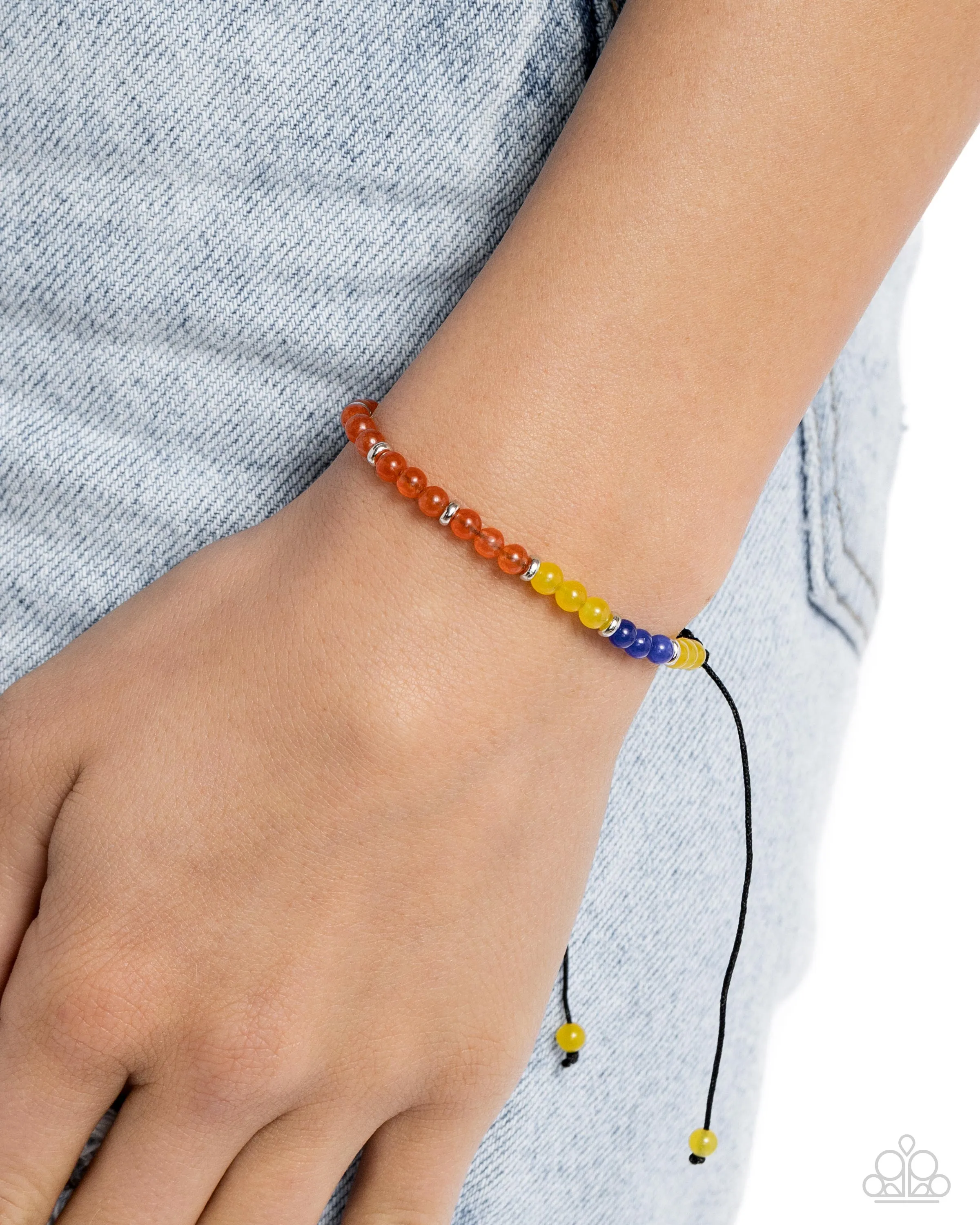 We Own the Night - Orange - Yellow, and Blue Bead Paparazzi Pull-Cord Bracelet