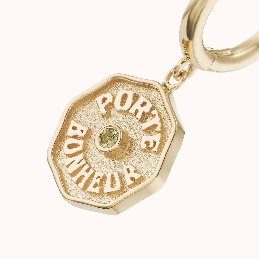Wee PB Raised Gold Hoops Peridot