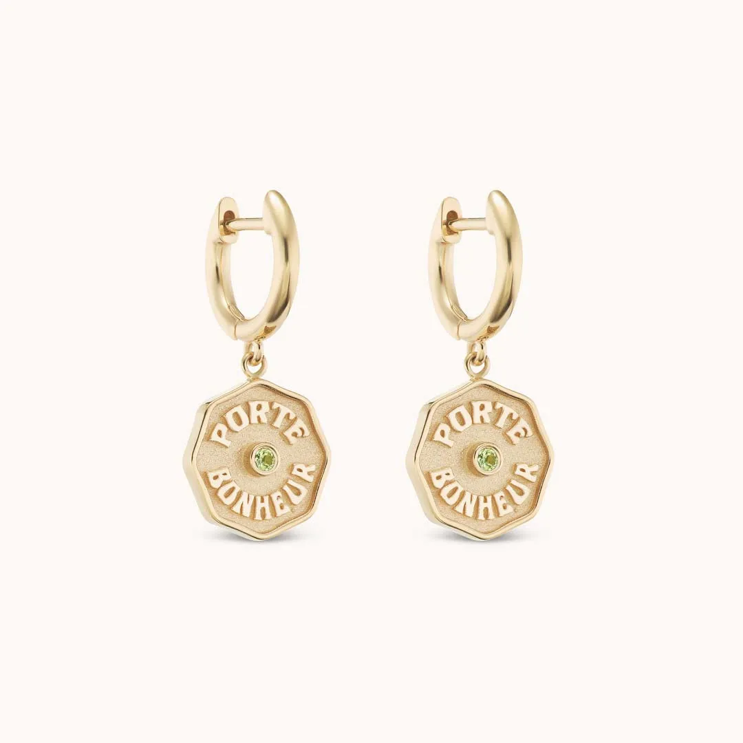 Wee PB Raised Gold Hoops Peridot