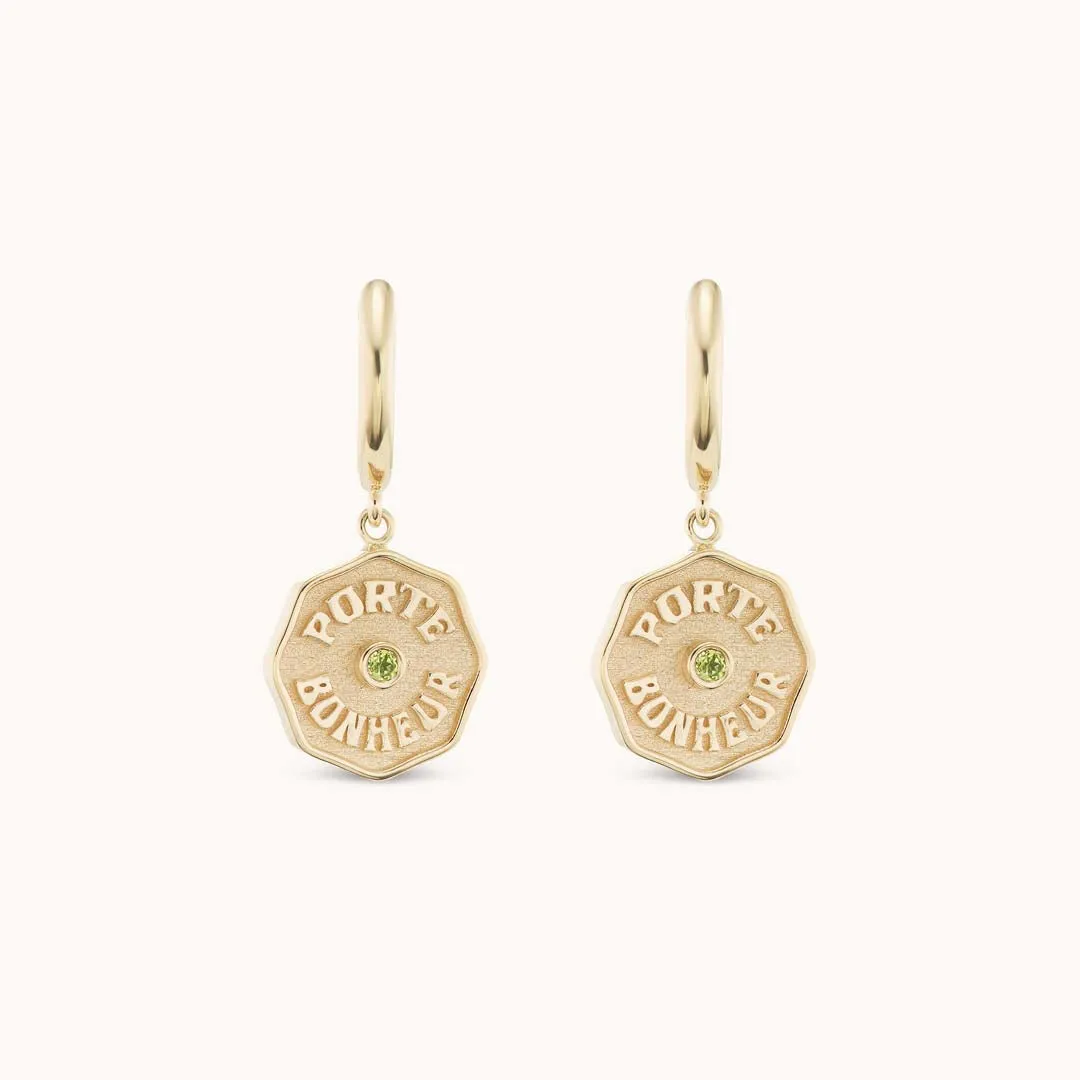 Wee PB Raised Gold Hoops Peridot