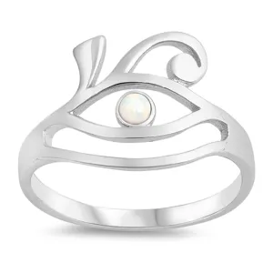 White Lab Opal All Seeing Eye Ring 925 Sterling Silver Evil Wave Band Sizes 5-10