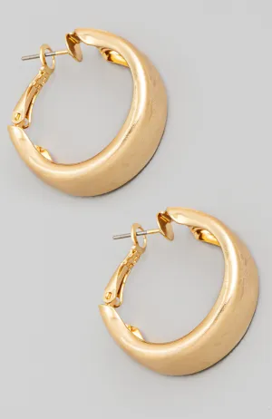 Wide Brushed Metallic Hoop Earrings