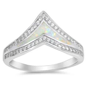 Wide Chevron White Lab Opal Thumb Ring New .925 Sterling Silver Band Sizes 4-12