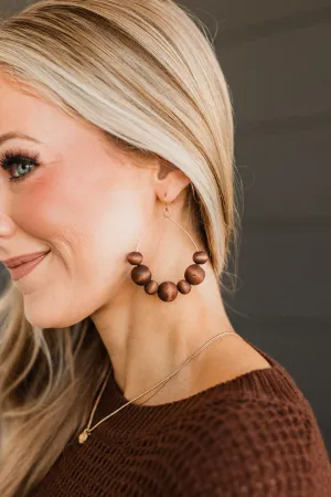 Wishful Thoughts Beaded Hoop Earrings- Brown