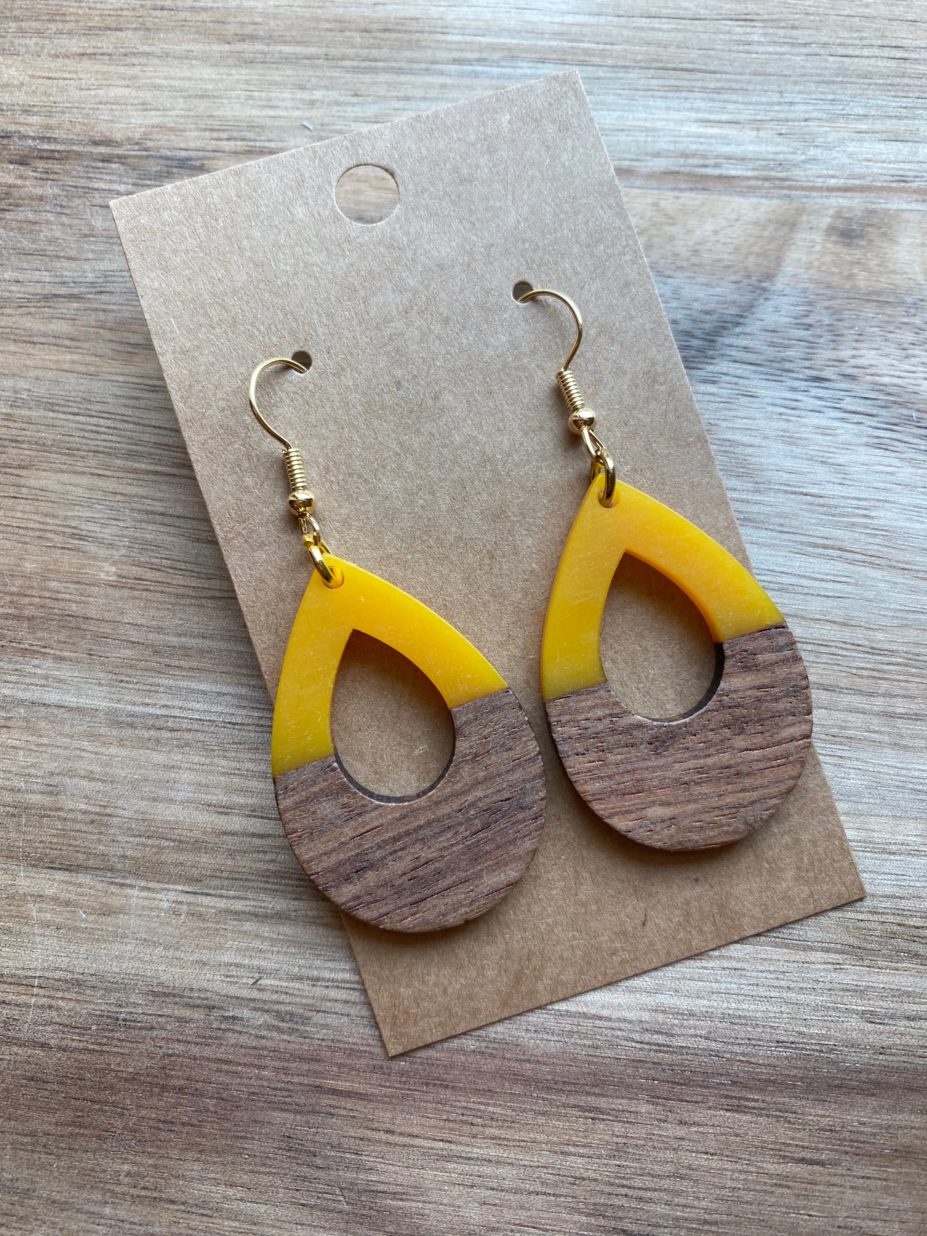 Wood & Resin Hoop Earrings
