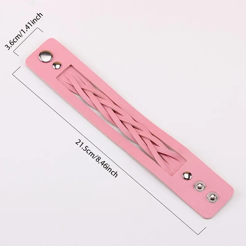Woven Fried Dough Twist PU Leather Bracelet