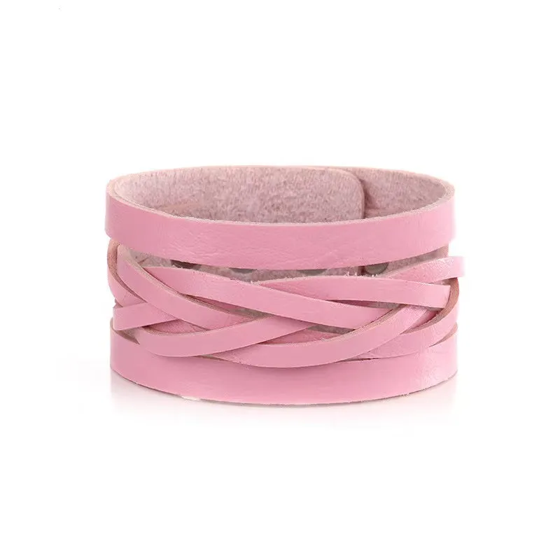 Woven Fried Dough Twist PU Leather Bracelet