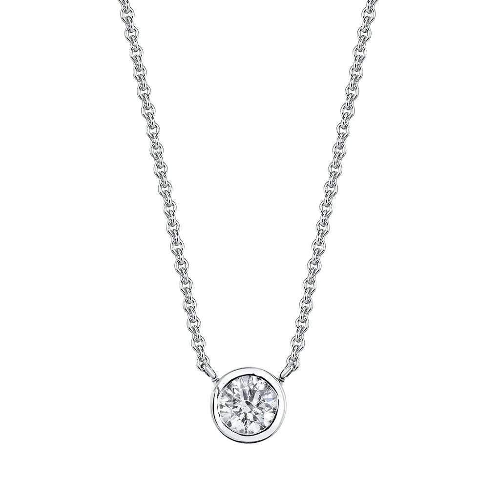 Yellow Gold Bezel Set Single Diamond Necklace