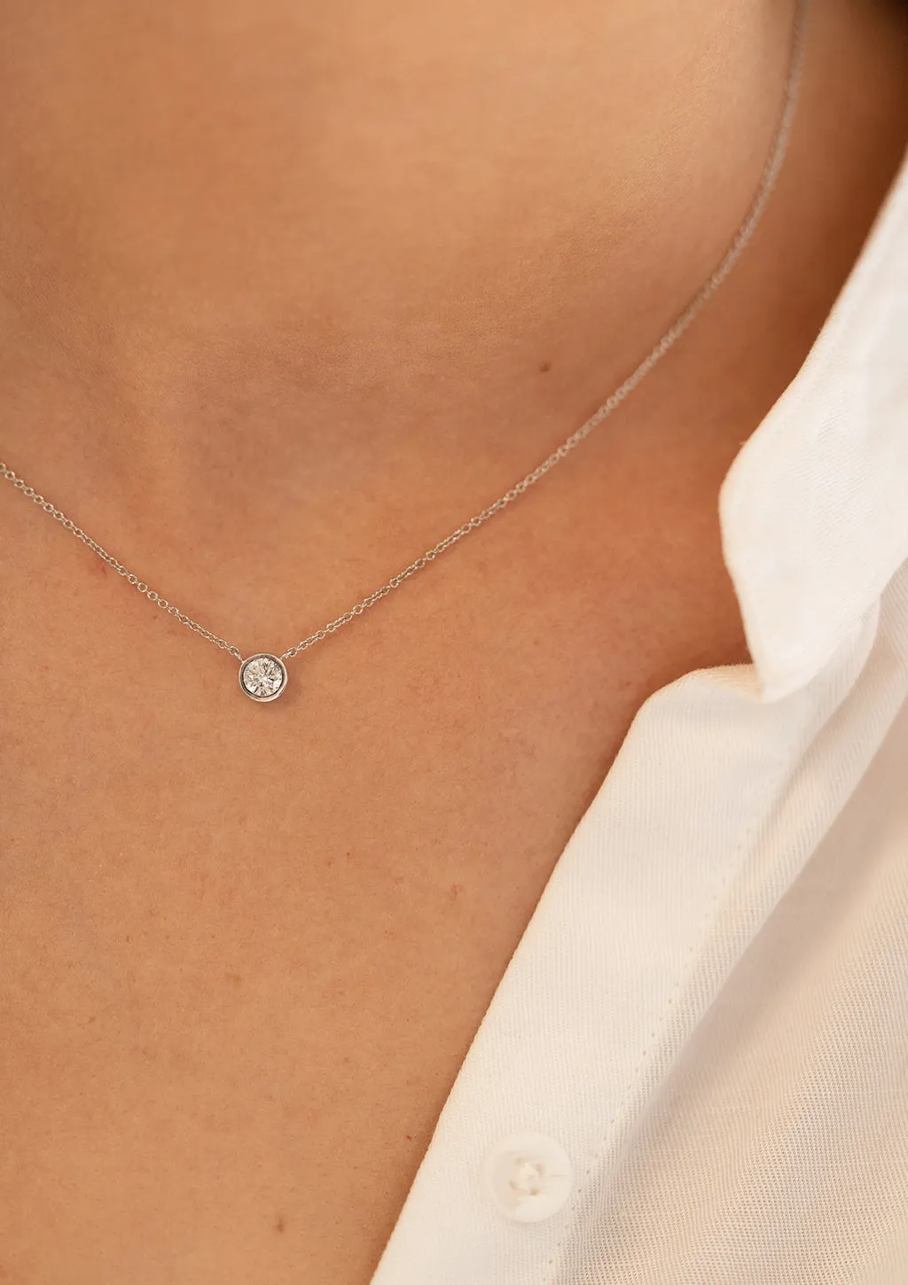 Yellow Gold Bezel Set Single Diamond Necklace