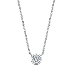 Yellow Gold Bezel Set Single Diamond Necklace