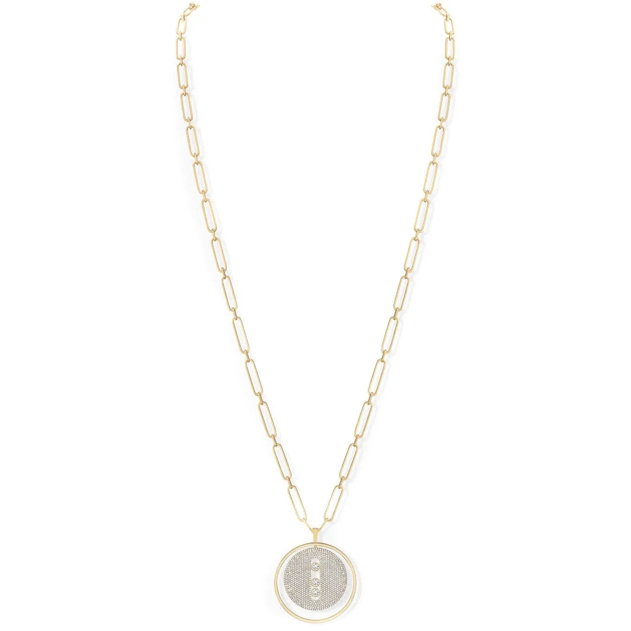 YELLOW GOLD DIAMOND LUCKY MOVE LONG NECKLACE PAVÉ GM